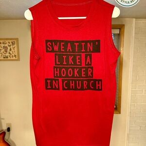 Red Sleeveless Graphic tank